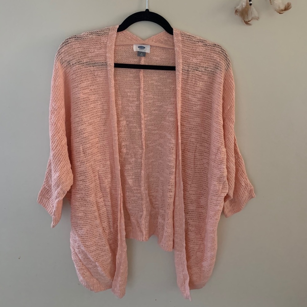 Slouchy peach cardigan sweater